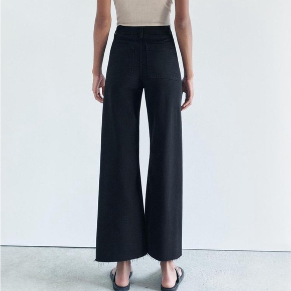 Zara Black High Waisted Wide Leg Jeans Size 10 - Picture 2 of 8